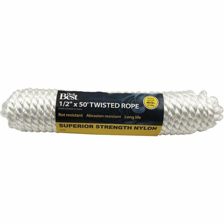 ALL-SOURCE 1/2 In. x 50 Ft. White Twisted Nylon Packaged Rope 729340
